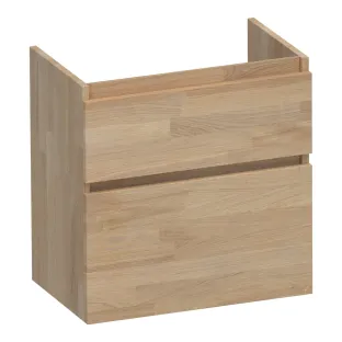 Brauer Delight wastafelonderkast ondiep - 60x39x60 cm - 2 laden greeploos - softclose - 1 sifonuitsparing - Vingerlas eiken grijs