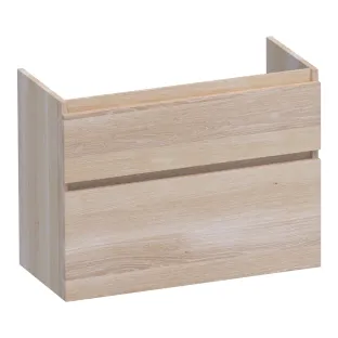 Brauer Delight washbasin cabinet shallow - 80x39x60 cm - 2 drawers handleless - soft close - 1 siphon recess - continuous slats - Solid oak white