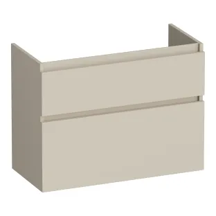 Brauer Delight washbasin cabinet shallow - 80x39x60 cm - 2 drawers handleless - soft close - 1 siphon recess - MDF lacquered - Matt Beige