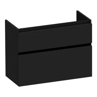 Brauer Delight washbasin cabinet shallow - 80x39x60 cm - 2 drawers handleless - soft close - 1 siphon recess - MDF lacquered - Matt Black