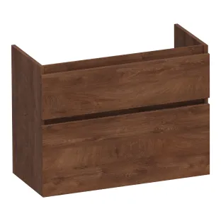 Brauer Delight wastafelonderkast ondiep - 80x39x60 cm - 2 laden greeploos - softclose - 1 sifonuitsparing - MFC - Forest Cacao