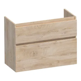 Brauer Delight wastafelonderkast ondiep - 80x39x60 cm - 2 laden greeploos - softclose - 1 sifonuitsparing - MFC - Forest Wheat