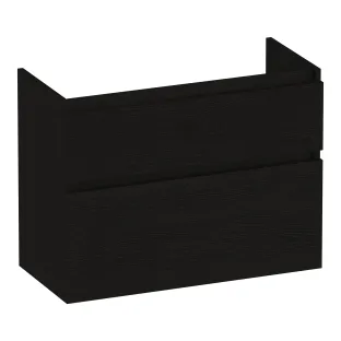 Brauer Delight washbasin cabinet shallow - 80x39x60 cm - 2 drawers handleless - soft close - 1 siphon recess - MFC - Timber Black