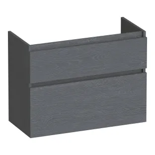 Brauer Delight wastafelonderkast ondiep - 80x39x60 cm - 2 laden greeploos - softclose - 1 sifonuitsparing - MFC - Timber Grey