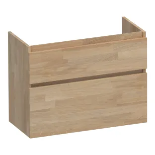 Brauer Delight wastafelonderkast ondiep - 80x39x60 cm - 2 laden greeploos - softclose - 1 sifonuitsparing - Vingerlas eiken grijs