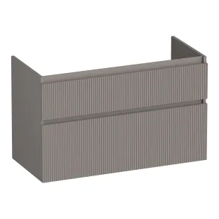 Brauer Delight Wavy wastafelonderkast - 100x46x60 cm - 2 laden greeploos - 1 sifonuitsparing - MDF gelakt - Mat Taupe