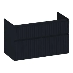 Brauer Delight Wavy washbasin cabinet - 100x46x60 cm - 2 drawers handleless - 1 siphon recess - MDF lacquered - Matt Black