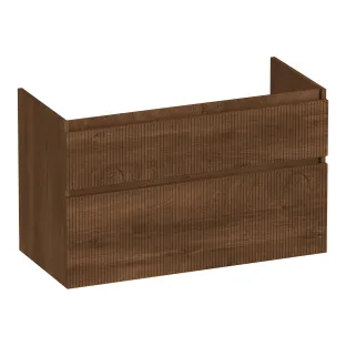 Brauer Delight Wavy washbasin cabinet - 100x46x60 cm - 2 drawers handleless - 1 siphon recess - MFC - Forest Cacao