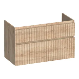 Brauer Delight Wavy washbasin cabinet - 100x46x60 cm - 2 drawers handleless - 1 siphon recess - MFC - Forest Wheat
