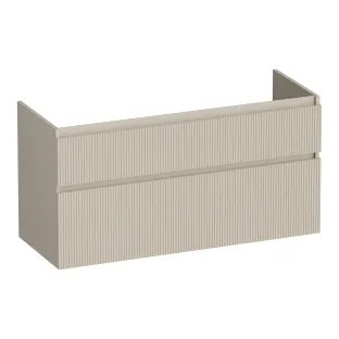 Brauer Delight Wavy wastafelonderkast - 120x46x60 cm - 2 laden greeploos - 1 sifonuitsparing - MDF gelakt - Mat Beige
