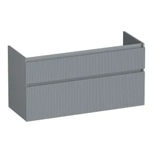 Brauer Delight Wavy wastafelonderkast - 120x46x60 cm - 2 laden greeploos - 1 sifonuitsparing - MDF gelakt - Mat Grijs