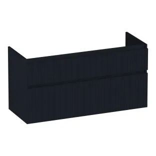 Brauer Delight Wavy wastafelonderkast - 120x46x60 cm - 2 laden greeploos - 1 sifonuitsparing - MDF gelakt - Mat Zwart