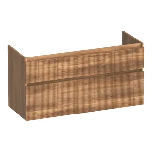 Brauer Delight Wavy wastafelonderkast - 120x46x60 cm - 2 laden greeploos - 1 sifonuitsparing - MFC - Honey