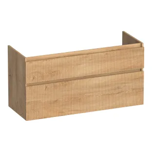 Brauer Delight Wavy washbasin cabinet - 120x46x60 cm - 2 drawers handleless - 2 siphon cut-outs - MFC - Forest Tan