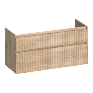 Brauer Delight Wavy washbasin cabinet - 120x46x60 cm - 2 drawers handleless - 2 siphon cut-outs - MFC - Forest Wheat