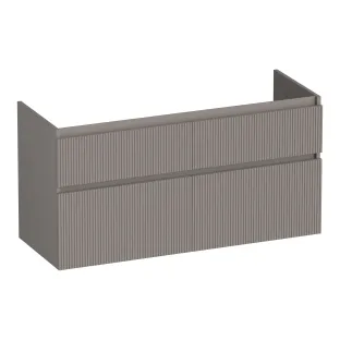 Brauer Delight Wavy washbasin cabinet - 120x46x60 cm - 4 drawers without handles - 2 siphon cut-outs - MDF lacquered - Matt Taupe