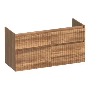 Brauer Delight Wavy wastafelonderkast - 120x46x60 cm - 4 laden greeploos - 2 sifonuitsparingen - MFC - Honey