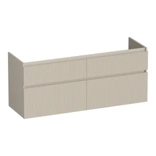 Brauer Delight Wavy wastafelonderkast - 140x46x60 cm - 4 laden greeploos - 2 sifonuitsparingen - MDF gelakt - Mat Beige