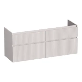 Brauer Delight Wavy wastafelonderkast - 140x46x60 cm - 4 laden greeploos - 2 sifonuitsparingen - MDF gelakt - Mat Zand
