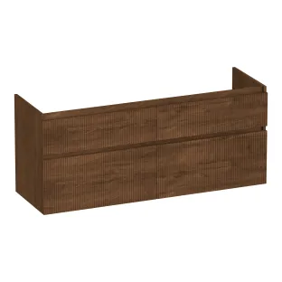 Brauer Delight Wavy washbasin cabinet - 140x46x60 cm - 4 drawers handleless - 2 siphon cut-outs - MFC - Forest Cacao