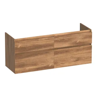 Brauer Delight Wavy wastafelonderkast - 140x46x60 cm - 4 laden greeploos - 2 sifonuitsparingen - MFC - Honey