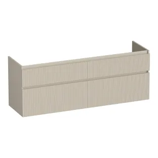 Brauer Delight Wavy wastafelonderkast - 160x46x60 cm - 4 laden greeploos - 2 sifonuitsparingen - MDF gelakt - Mat Beige