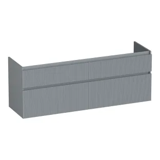 Brauer Delight Wavy washbasin cabinet - 160x46x60 cm - 4 drawers without handles - 2 siphon cut-outs - MDF lacquered - Matt Grey