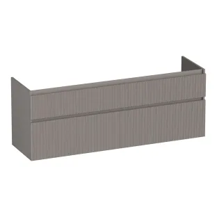 Brauer Delight Wavy washbasin cabinet - 160x46x60 cm - 4 drawers without handles - 2 siphon cut-outs - MDF lacquered - Matt Taupe