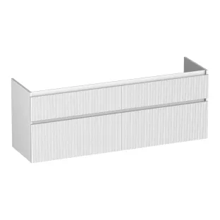 Brauer Delight Wavy washbasin cabinet - 160x46x60 cm - 4 drawers without handles - 2 siphon cut-outs - MDF lacquered - Matt White