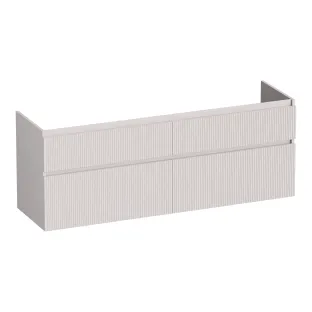 Brauer Delight Wavy wastafelonderkast - 160x46x60 cm - 4 laden greeploos - 2 sifonuitsparingen - MDF gelakt - Mat Zand