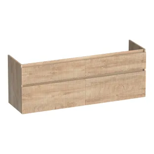 Brauer Delight Wavy wastafelonderkast - 160x46x60 cm - 4 laden greeploos - 2 sifonuitsparingen - MFC - Forest Wheat