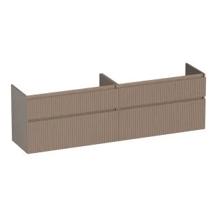 Brauer Delight Wavy wastafelonderkast - 200x46x60 cm - 4 laden greeploos - 2 sifonuitsparingen - MDF gelakt - Mat Mokka