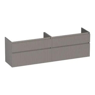 Brauer Delight Wavy washbasin cabinet - 200x46x60 cm - 4 drawers without handles - 2 siphon cut-outs - MDF lacquered - Matt Taupe