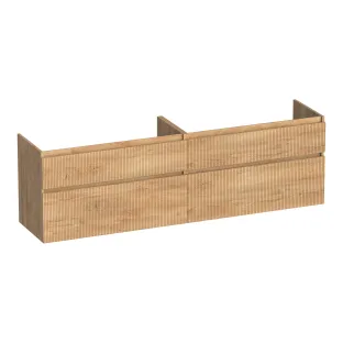 Brauer Delight Wavy washbasin cabinet - 200x46x60 cm - 4 drawers handleless - 2 siphon cut-outs - MFC - Forest Tan