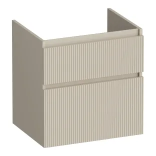 Brauer Delight Wavy wastafelonderkast - 60x46x60 cm - 2 laden greeploos - 1 sifonuitsparing - MDF gelakt - Mat Beige