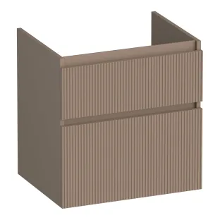Brauer Delight Wavy washbasin cabinet - 60x46x60 cm - 2 drawers without handles - 1 siphon recess - MDF lacquered - Matt Mocha