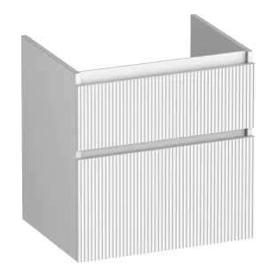 Brauer Delight Wavy washbasin cabinet - 60x46x60 cm - 2 drawers handleless - 1 siphon recess - MDF lacquered - Matt White
