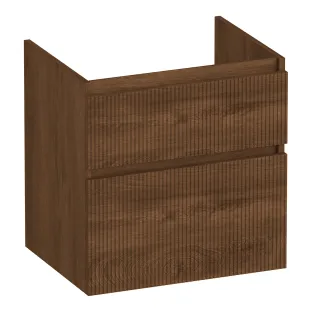 Brauer Delight Wavy washbasin cabinet - 60x46x60 cm - 2 drawers handleless - 1 siphon recess - MFC - Forest Cacao