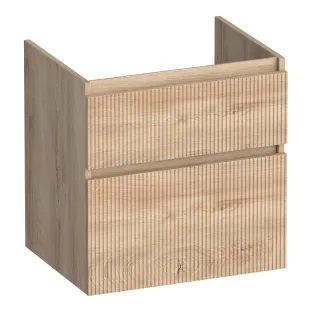 Brauer Delight Wavy washbasin cabinet - 60x46x60 cm - 2 drawers handleless - 1 siphon recess - MFC - Forest Wheat