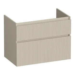 Brauer Delight Wavy wastafelonderkast - 80x46x60 cm - 2 laden greeploos - 1 sifonuitsparing - MDF gelakt - Mat Beige