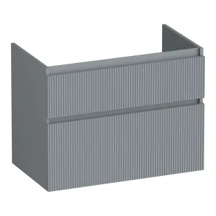 Brauer Delight Wavy wastafelonderkast - 80x46x60 cm - 2 laden greeploos - 1 sifonuitsparing - MDF gelakt - Mat Grijs
