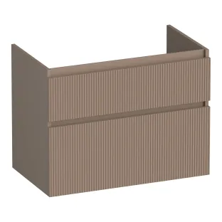 Brauer Delight Wavy washbasin cabinet - 80x46x60 cm - 2 drawers without handles - 1 siphon recess - MDF lacquered - Matt Mocha