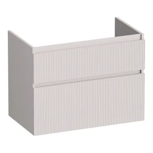 Brauer Delight Wavy wastafelonderkast - 80x46x60 cm - 2 laden greeploos - 1 sifonuitsparing - MDF gelakt - Mat Zand