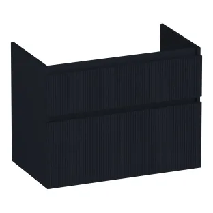 Brauer Delight Wavy washbasin cabinet - 80x46x60 cm - 2 drawers without handles - 1 siphon recess - MDF lacquered - Matt Black