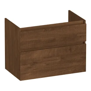 Brauer Delight Wavy wastafelonderkast - 80x46x60 cm - 2 laden greeploos - 1 sifonuitsparing - MFC - Forest Cacao