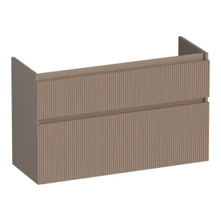 Brauer Delight Wavy wastafelonderkast ondiep - 100x39x60 cm - 2 laden greeploos - 1 sifonuitsparing - MDF gelakt - Mat Mokka