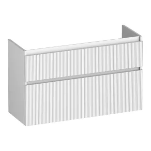 Brauer Delight Wavy washbasin cabinet shallow - 100x39x60 cm - 2 drawers handleless - 1 siphon recess - MDF lacquered - Matt White