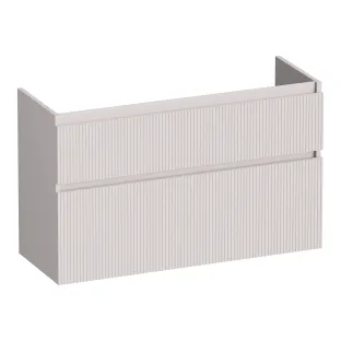 Brauer Delight Wavy washbasin cabinet shallow - 100x39x60 cm - 2 drawers handleless - 1 siphon recess - MDF lacquered - Matt Sand