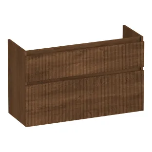 Brauer Delight Wavy washbasin cabinet shallow - 100x39x60 cm - 2 drawers handleless - 1 siphon recess - MFC - Forest Cacao
