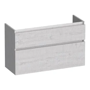 Brauer Delight Wavy washbasin cabinet shallow - 100x39x60 cm - 2 drawers handleless - 1 siphon recess - MFC - Forest Seashell